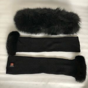 Genuine Fox Fur Headband & Mink Fingerless Gloves